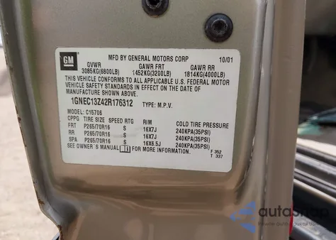 2002 Chevrolet Tahoe Lt from USA, damaged, VIN 1GNEC13Z42R176312